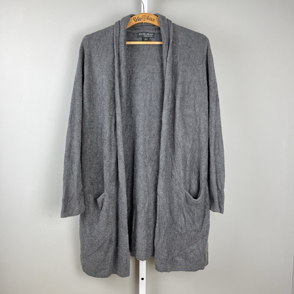 Barefoot Dreams Bamboo Chic Lite Cardigan Sweater Womens S Dark‎ Gray Cozy